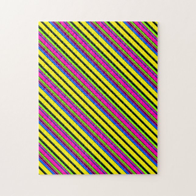Süße gelbe bunte Streifen Puzzle (Vertikal)
