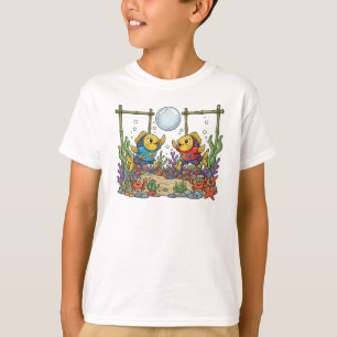 Süße gelbe Fische spielen Bubble-Sport im Ozean fü T-Shirt
