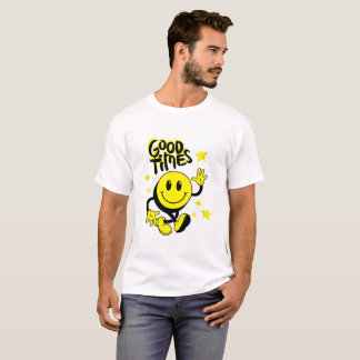 Süße gelbe glückliche Vibes Cartoon-Kunst T-Shirt
