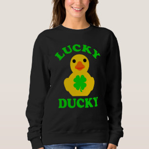 Süße gelbe Gummiente vierblättriges Kleeblatt Glüc Sweatshirt