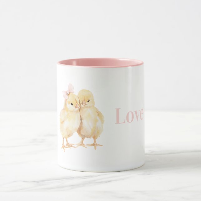Süße Gelbe Hühner Lieben Tasse (Zentrum)
