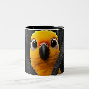 Süße gelbe Papagei-Kaffeetasse Liebe zu entzücke Zweifarbige Tasse