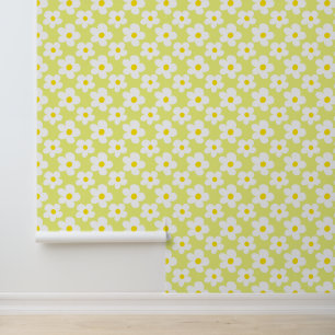 Süße gelbe Retro-Margeriten-Muster-Babyzimmer Tapete