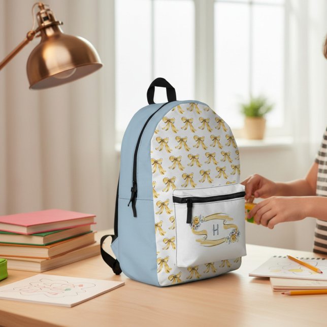 Süße gelbe Schleifen Blumeninitialen Rucksack (Von Creator hochgeladen)