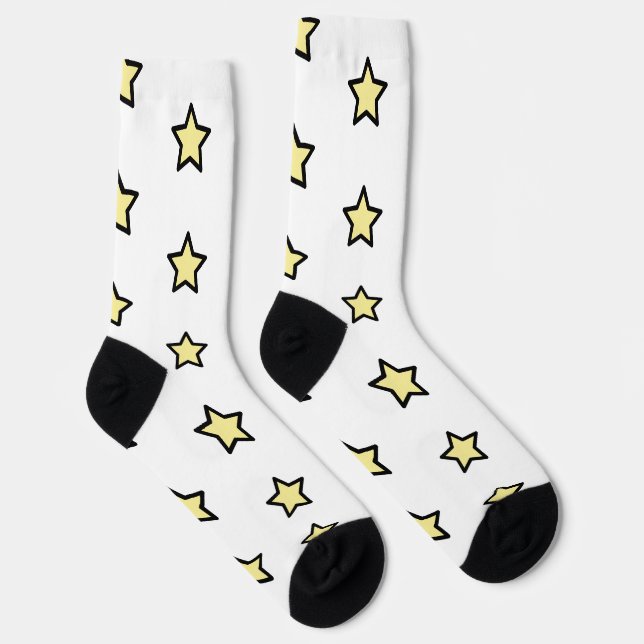 Süße gelbe Sterne mit schwarzer Umrandung Muster Socken (Rechts)