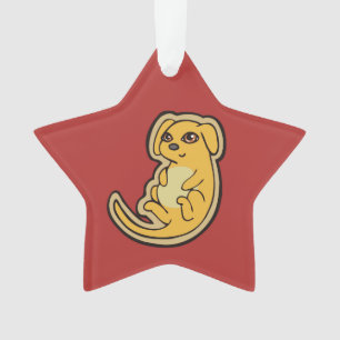 Süße gelbe und rote Welpenhunde Zeichnend Design Ornament