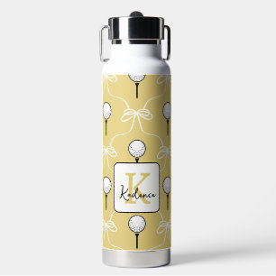 Süße gelbe weiße Schleife Golf Muster Monogramm Trinkflasche