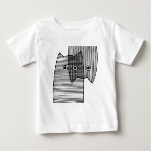 Süße gemusterte Katzen Kunst Minimal Linienarbeit Baby T-shirt
