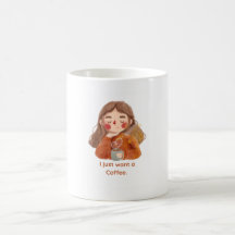 Süße gemütliche Anime-Girl-Ich-will-nur-Kaffee-Lie