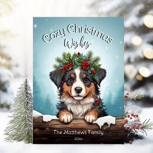 Süße gemütliche Weihnachtsgrüße Australian Shepher Feiertagskarte