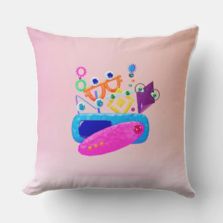 Süße geometrische Monster-Formen Rosa Wurfkissen Kissen