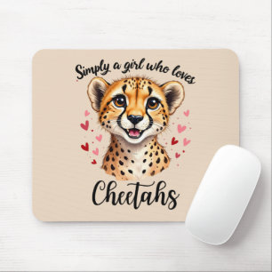 Süße Gepard-Liebhaberin Wildlife-Kunst mit Herz-Ak Mousepad