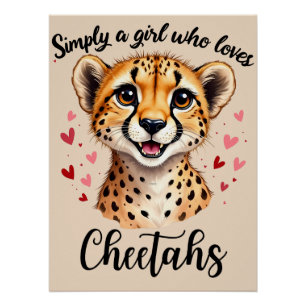Süße Gepard-Liebhaberin Wildlife-Kunst mit Herz-Ak Poster