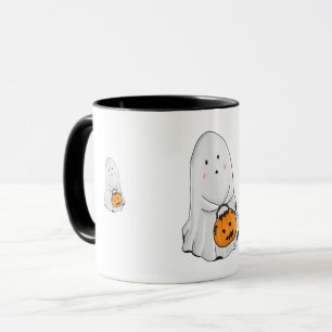 Süße Gespenst-mit-Kürbis-Eimer-Halloween-Tasse Tasse