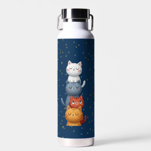 Süße gestapelte Katzen-Wasserflasche 🐱 Marinebl Trinkflasche