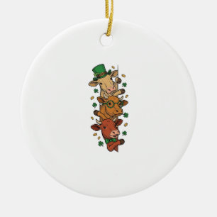 Süße gestapelte Kühe St. Patrick Vintage-Stich Des Keramik Ornament