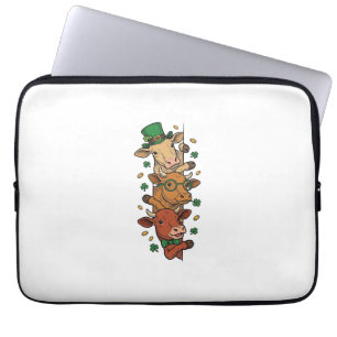 Süße gestapelte Kühe St. Patrick Vintage-Stich Des Laptopschutzhülle