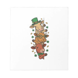 Süße gestapelte Kühe St. Patrick Vintage-Stich Des Notizblock