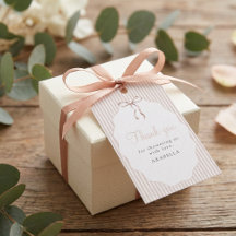 Süße gestreifte beige Schleife Baby Shower Dankesc