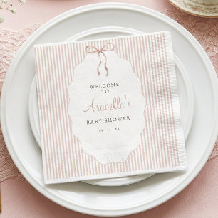 Süße, gestreifte beigefarbene Schleifen-Baby-Party Serviette
