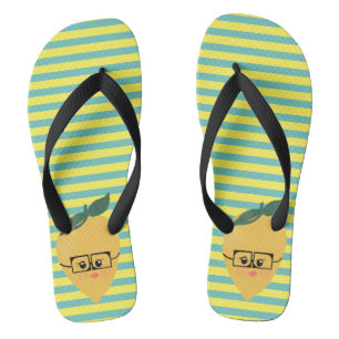 Süße gestreifte Zitronenmuster Flip Flops