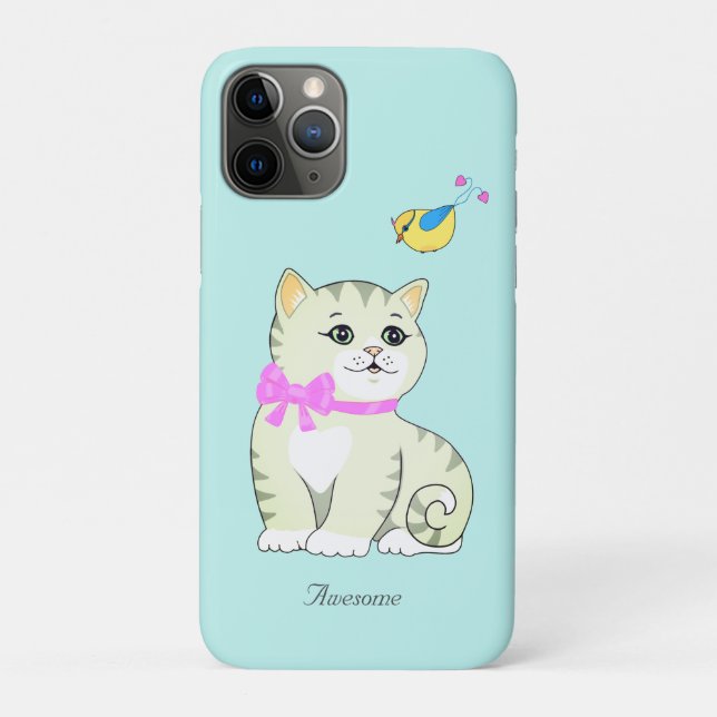 Süße getigerte Kätzchen Katze auf Hellblau Case-Mate iPhone Hülle (Rückseite)