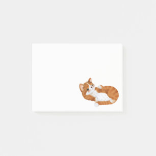 Süße getigerte Kätzchen-Wasserfarben-Cartoon-Katze Post-it Klebezettel