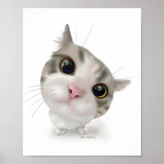 Süße getigerte Kätzchen-Zeichentrickfigur Poster (Vorne)