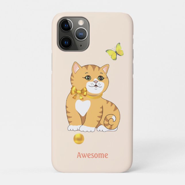Süße getigerte Kätzchenkatze auf hellbeige Case-Mate iPhone Hülle (Rückseite)