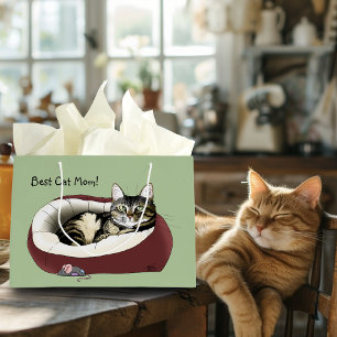 Süße getigerte Katze Grüner Muttertag Große Geschenktüte