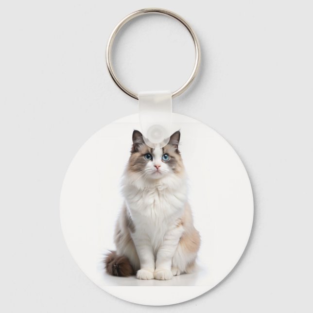 Süße getigerte Katze mit hellen Augen Schlüsselanhänger (Vorderseite)