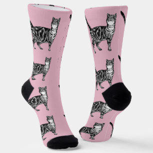 Süße getigerte Katzenbaby-Rosa-Katzen-Haussocken Socken