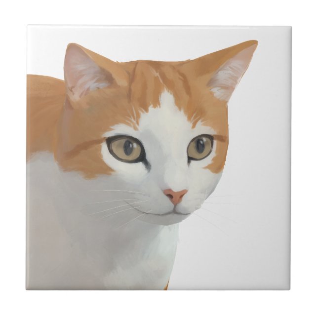 Süße getigerte Katzenkunst Fliese (Vorderseite)
