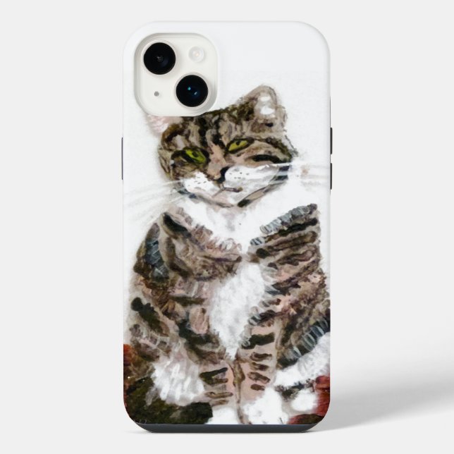 Süße getigerte Katzenkunst iPhone Hülle (Rückseite)