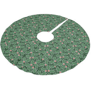 Süße Gewöhnliche Stechpalmen-Blätter Muster Weihna Polyester Weihnachtsbaumdecke
