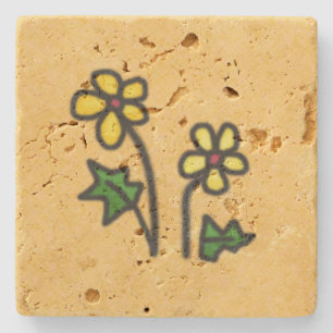 Süße gezeichnete gelbe Blumen Steinuntersetzer