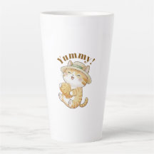 Süße Ginger-Katze mit Taiyaki-Fisch-Latte-Mug