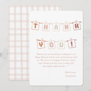 Süße Gingham-Boho-Notedry-Baby-Party Dankeskarte