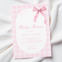 Süße Gingham-Wasserfarbe Rosa Schleife Mädchen Bab