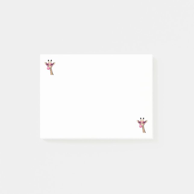 Süße Giraffe bläst rosa Kaugummi Sonnenbrille Post-it Klebezettel (Vorderseite)