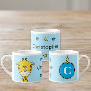 Süße Giraffe blau gelb mit Sternen Kind Espressotasse