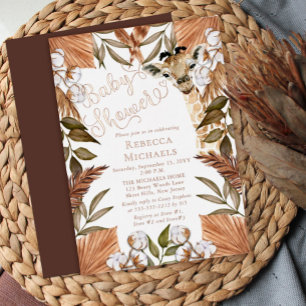 Süße Giraffe Boho Trocken Gräser Baby Shower Folie Folieneinladung