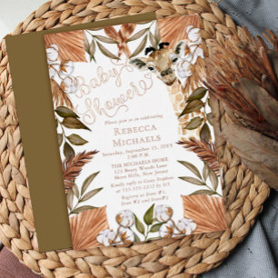 Süße Giraffe Boho Trocken Gräser Baby Shower Folieneinladung