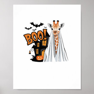 Süße Giraffe Boo Lustiges Halloween-Kostüm Zoo-Lie Poster
