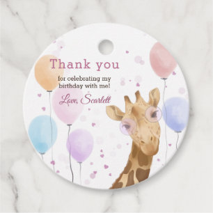 Süße Giraffe Bunter Ballon Mädchen Erster Geburtst Geschenkanhänger