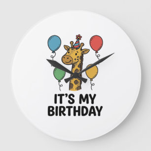 Süße Giraffe Geburtstags-Shirt Vintage Party Desig Große Wanduhr