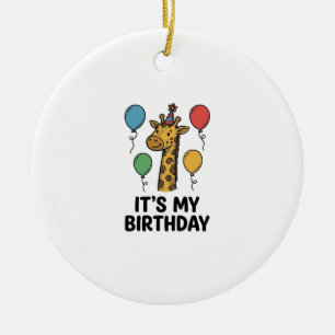 Süße Giraffe Geburtstags-Shirt Vintage Party Desig Keramik Ornament