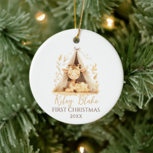 Süße Giraffe geschlechtsneutrales Baby erstes Weih Keramik Ornament