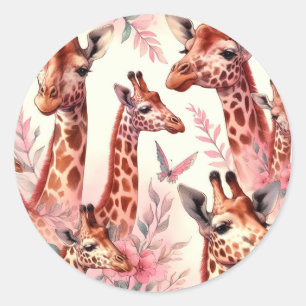 Süße Giraffe im Wasserfarb-Stil Runder Aufkleber