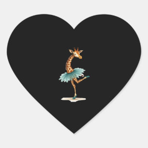 Süße Giraffe in einem Tutu, die als Ballerina tanz Herz-Aufkleber